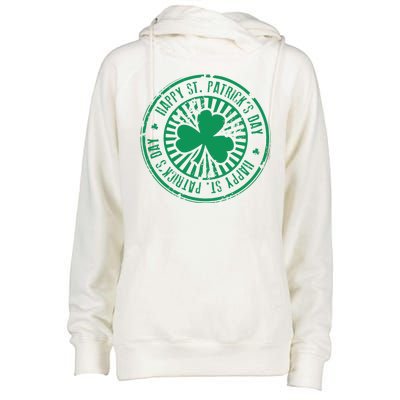 Happy St Patrick's Day Logo Womens Funnel Neck Pullover Hood