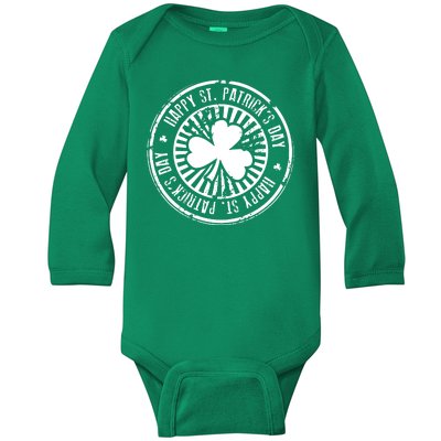 Happy St Patrick's Day Logo Baby Long Sleeve Bodysuit