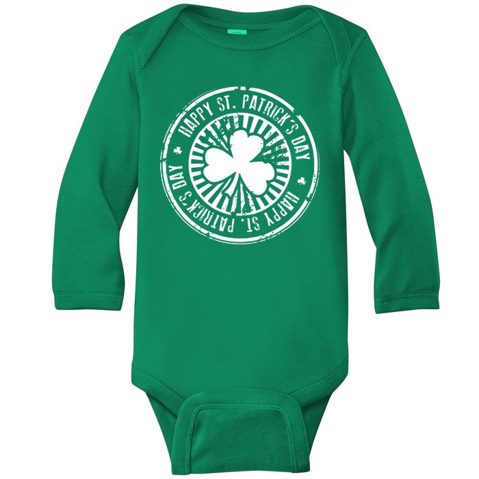 Happy St Patrick's Day Logo Baby Long Sleeve Bodysuit