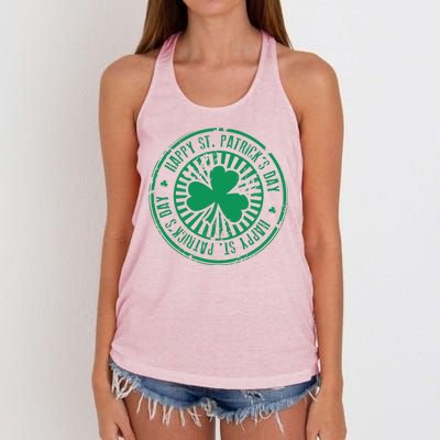 Happy St Patrick's Day Logo Women's Knotted Racerback Tank