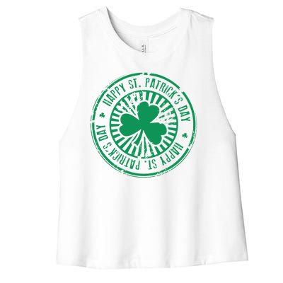 Happy St Patrick's Day Logo Women's Racerback Cropped Tank