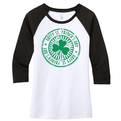 Happy St Patrick's Day Logo Women's Tri-Blend 3/4-Sleeve Raglan Shirt