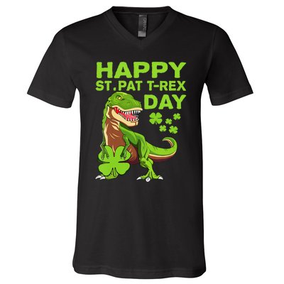 Happy St Pat Trex Day Dino St Patricks Day V-Neck T-Shirt