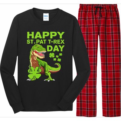 Happy St Pat Trex Day Dino St Patricks Day Long Sleeve Pajama Set