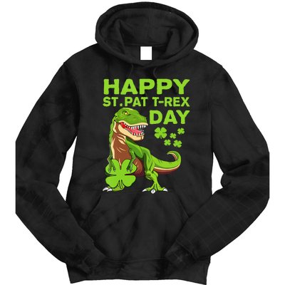 Happy St Pat Trex Day Dino St Patricks Day Tie Dye Hoodie