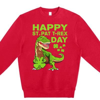 Happy St Pat Trex Day Dino St Patricks Day Premium Crewneck Sweatshirt