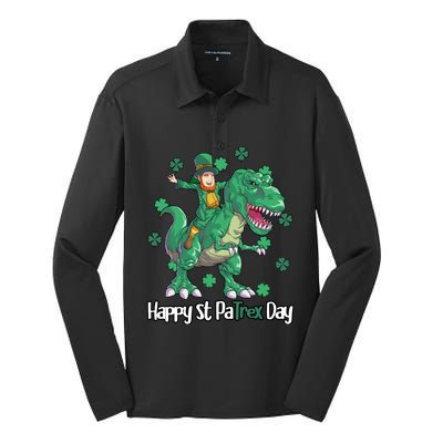 Happy St Patrex Day Leprechaun Silk Touch Performance Long Sleeve Polo