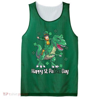 Happy St Patrex Day Leprechaun Mesh Reversible Basketball Jersey Tank