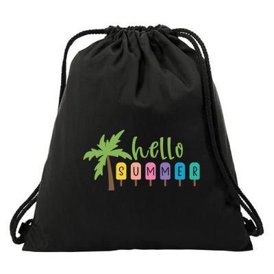 Hello Summer Popsicles Tropical Drawstring Bag