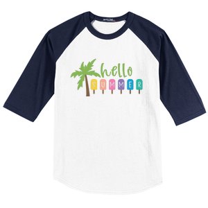 Hello Summer Popsicles Tropical Baseball Sleeve Shirt