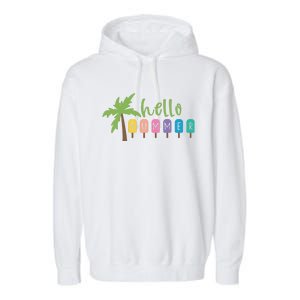 Hello Summer Popsicles Tropical Garment-Dyed Fleece Hoodie