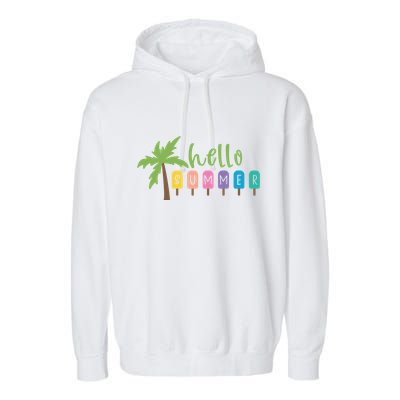 Hello Summer Popsicles Tropical Garment-Dyed Fleece Hoodie