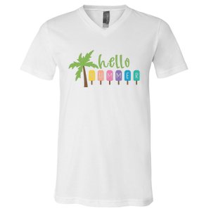 Hello Summer Popsicles Tropical V-Neck T-Shirt