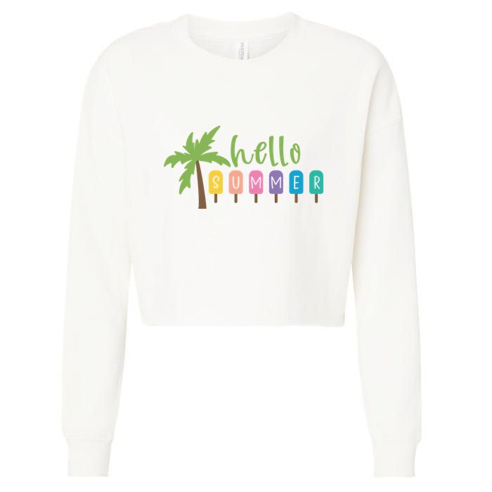 Hello Summer Popsicles Tropical Cropped Pullover Crew