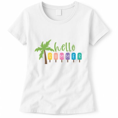 Hello Summer Popsicles Tropical Womens T-Shirt