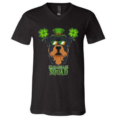 happy St. Patricks Day Rottweiler Shenanigans apparel V-Neck T-Shirt