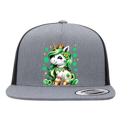 Happy St Patrick Day Irish Unicorn Lepricorn Flat Bill Trucker Hat