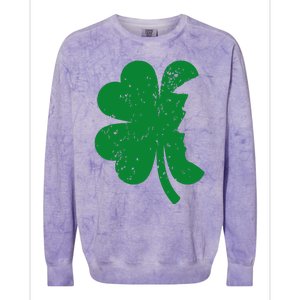 Happy St Patricks Day Clover Leaf Trump Distressed Colorblast Crewneck Sweatshirt