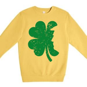 Happy St Patricks Day Clover Leaf Trump Distressed Premium Crewneck Sweatshirt