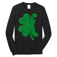 Happy St Patricks Day Clover Leaf Trump Distressed Long Sleeve Shirt