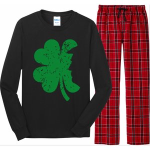 Happy St Patricks Day Clover Leaf Trump Distressed Long Sleeve Pajama Set