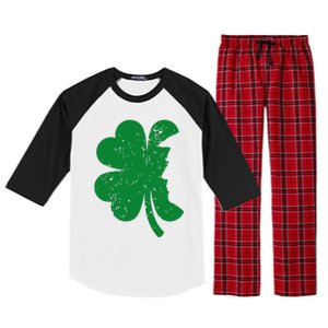 Happy St Patricks Day Clover Leaf Trump Distressed Raglan Sleeve Pajama Set