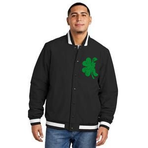 Happy St Patricks Day Clover Leaf Trump Distressed Insulated Varsity Jacket