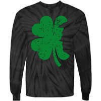 Happy St Patricks Day Clover Leaf Trump Distressed Tie-Dye Long Sleeve Shirt