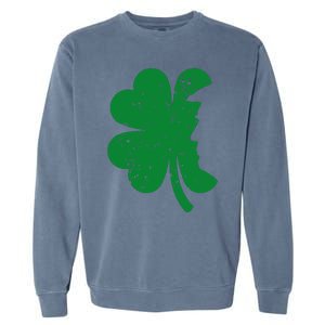 Happy St Patricks Day Clover Leaf Trump Distressed Garment-Dyed Sweatshirt