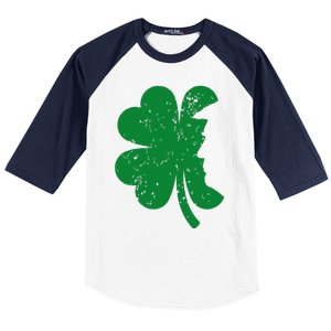 Happy St Patricks Day Clover Leaf Trump Distressed Baseball Sleeve Shirt