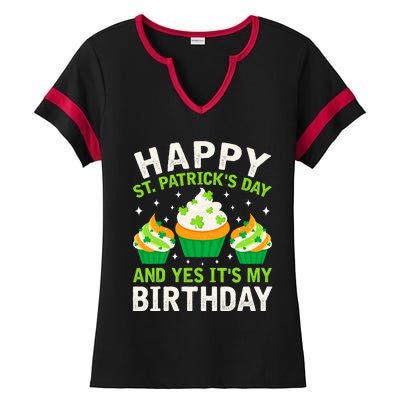 Happy St Patricks Day Birthday Saint Paddys Ladies Halftime Notch Neck Tee