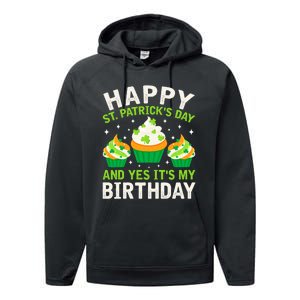 Happy St Patricks Day Birthday Saint Paddys Performance Fleece Hoodie