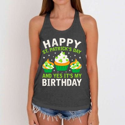 Happy St Patricks Day Birthday Saint Paddys Women's Knotted Racerback Tank