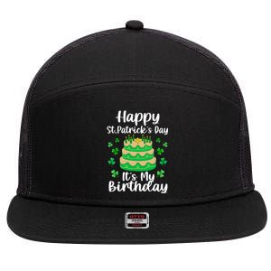 Happy St. Patrick's Day It's My Birthday Shamrock Irish 7 Panel Mesh Trucker Snapback Hat