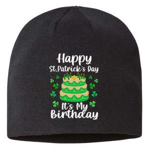 Happy St. Patrick's Day It's My Birthday Shamrock Irish Sustainable Beanie