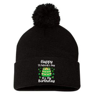 Happy St. Patrick's Day It's My Birthday Shamrock Irish Pom Pom 12in Knit Beanie