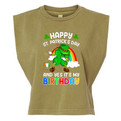 Happy St Patricks Day And My Birthday Cool Dabbing Shamrock Garment-Dyed Women's Muscle Tee