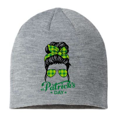 Happy St Patrick Day Funny Messy Bun Glasses Women Sustainable Beanie