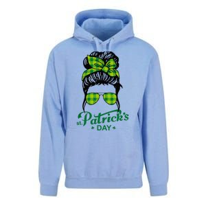 Happy St Patrick Day Funny Messy Bun Glasses Women Unisex Surf Hoodie