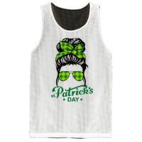 Happy St Patrick Day Funny Messy Bun Glasses Women Mesh Reversible Basketball Jersey Tank