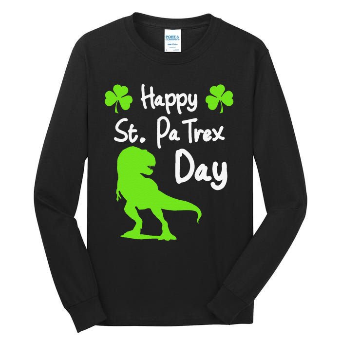 Happy St. Pa Trex Day Cute Trex Dino St. Patrick's Tall Long Sleeve T-Shirt