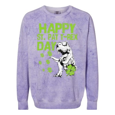 Happy St. Pat t-Rex Day Saint Shenanigan Clover Irishman Colorblast Crewneck Sweatshirt