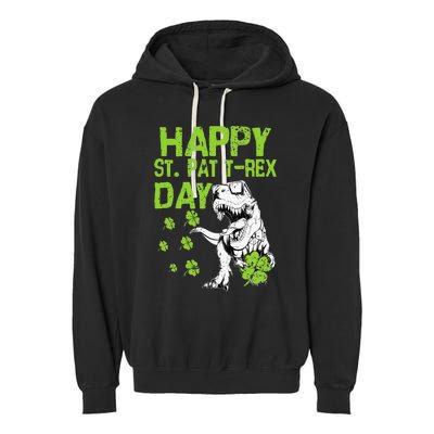 Happy St. Pat t-Rex Day Saint Shenanigan Clover Irishman Garment-Dyed Fleece Hoodie