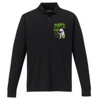 Happy St. Pat t-Rex Day Saint Shenanigan Clover Irishman Performance Long Sleeve Polo