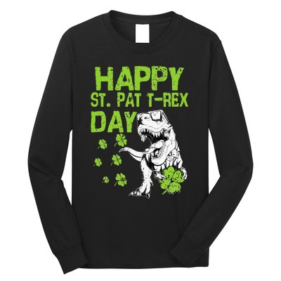 Happy St. Pat t-Rex Day Saint Shenanigan Clover Irishman Long Sleeve Shirt