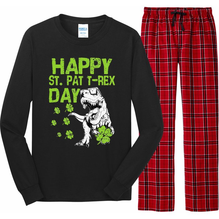 Happy St. Pat t-Rex Day Saint Shenanigan Clover Irishman Long Sleeve Pajama Set