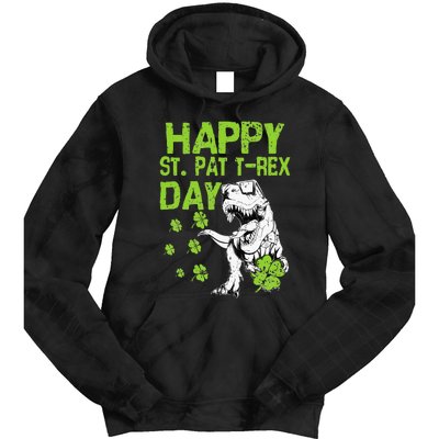 Happy St. Pat t-Rex Day Saint Shenanigan Clover Irishman Tie Dye Hoodie