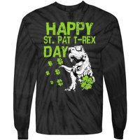 Happy St. Pat t-Rex Day Saint Shenanigan Clover Irishman Tie-Dye Long Sleeve Shirt