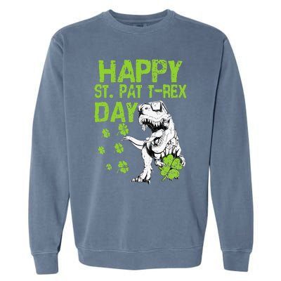 Happy St. Pat t-Rex Day Saint Shenanigan Clover Irishman Garment-Dyed Sweatshirt