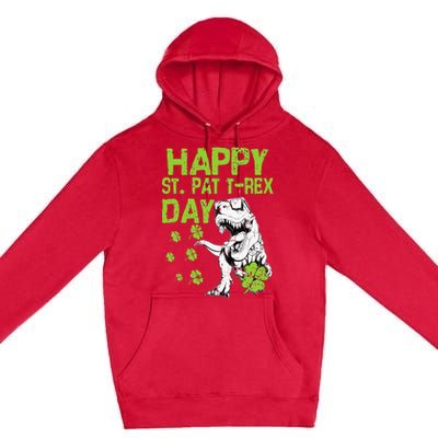 Happy St. Pat t-Rex Day Saint Shenanigan Clover Irishman Premium Pullover Hoodie